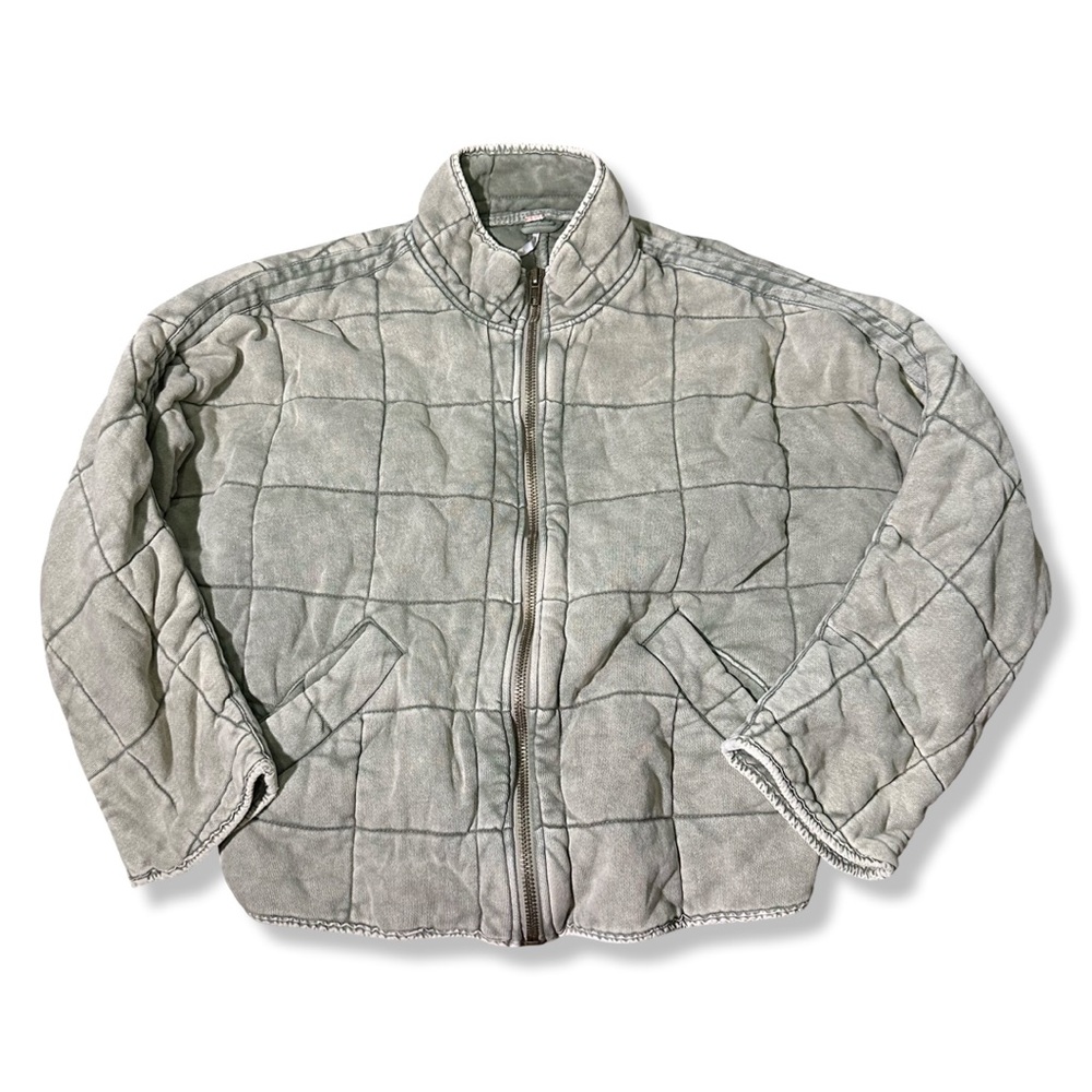 Free People Dolman Quilted Jacket Womens XS Green Full Zip Slouchy Army